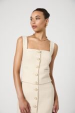 Structured Tweed Button Front Top - Image 2