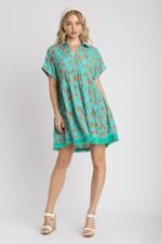 Umgee Animal Print Tiered Dress in Mint - Image 2